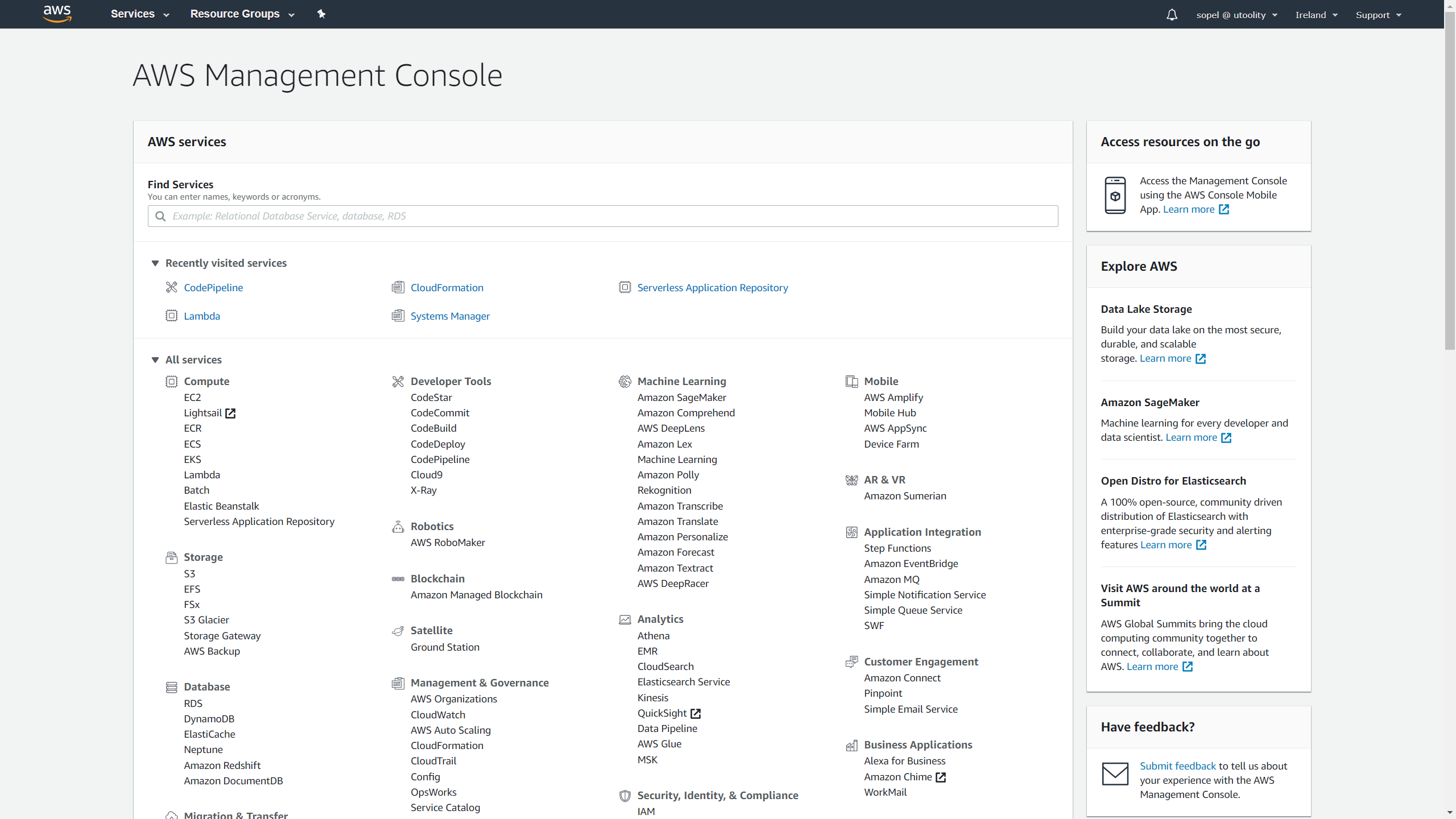AWS Management Console Screenshot